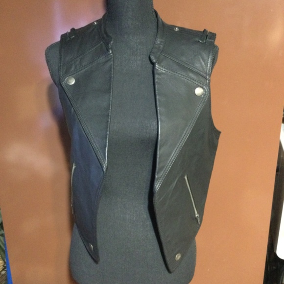 ASOS black wool/leather 2 in 1 coat size small - Picture 9 of 16